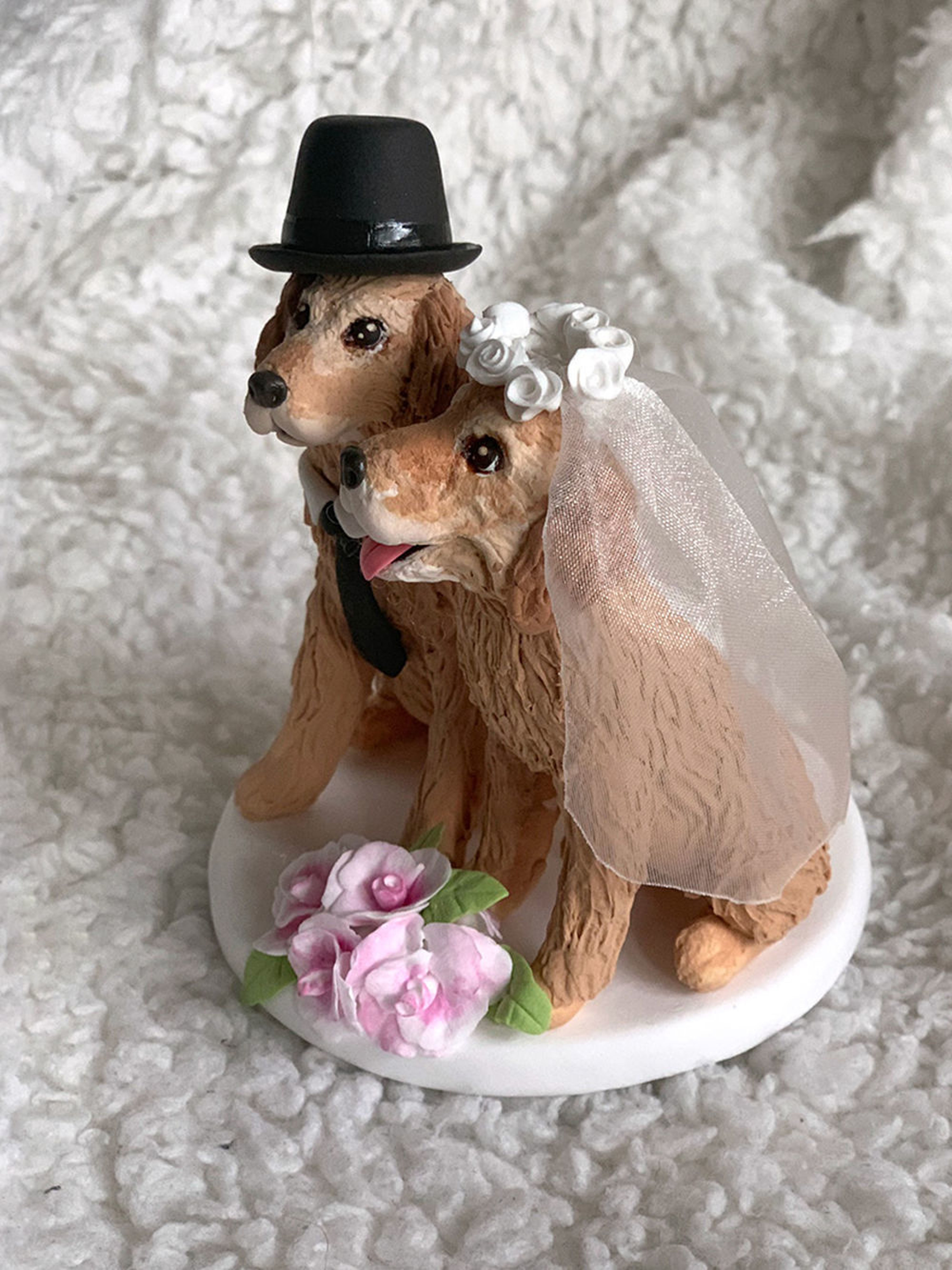 World Cake Topper. Dog Wedding Cake Topper, Golden Retriever Wedding Topper