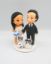 Picture of Bride and groom cake topper with cat and dog, Blue wedding cake topper theme