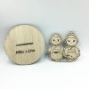 Picture of Wood Japanese Wedding Cake Topper, Kokeshi doll style, Custom Wood Standee cake topper