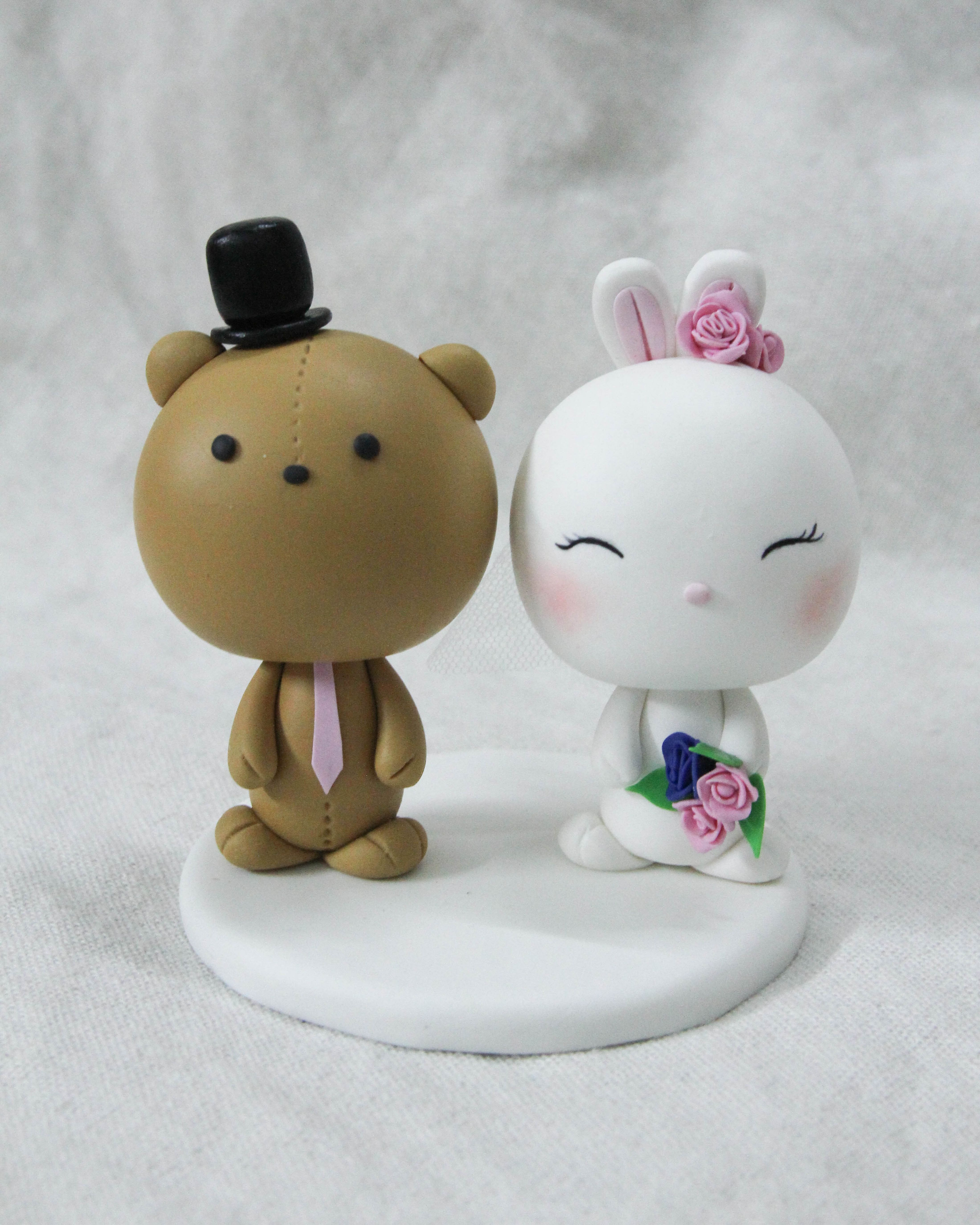 Picture of Custom Color Animal Cake Topper, Bear & Bunny Wedding Cake Topper