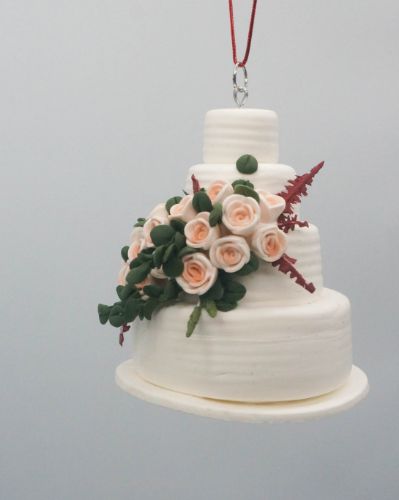 Picture of Flower Wedding Cake Replica, Custom 4-tiers Wedding Cake Miniature, Wedding cake Ornament