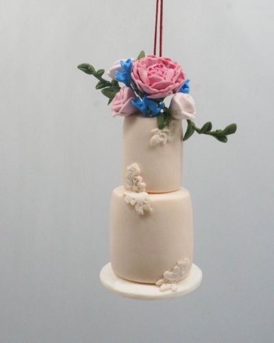 Picture of Wedding cake replica, mini cake replica, Christmas wedding cake ornament, first anniversary gift