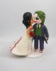 Picture of Joker Groom & Harley Quinn Bride Wedding Cake Topper, Cheek Kissing Cake Topper, Gift for Joker fan