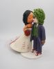 Picture of Joker Groom & Harley Quinn Bride Wedding Cake Topper, Cheek Kissing Cake Topper, Gift for Joker fan