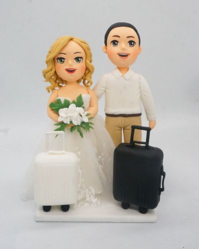 Picture of Traveler Wedding Cake Topper, Destination Wedding Cake Topper, Flight Attendant Wedding Cake Topper
