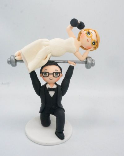 Picture of Weight Lifting Wedding Cake Topper, Bodybuilding Wedding Cake Topper 