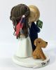 Picture of Brazilian Groom and American Bride Wedding Cake Topper with dog, International wedding couple