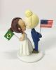 Picture of US & Brazil Wedding Cake Topper, Interracial Wedding Topper, Flag Wedding Cake Topper