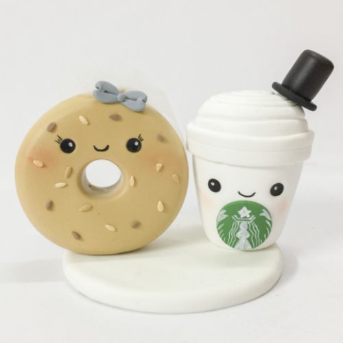 Picture of Coffee Meets Bagel Wedding Cake Topper, Dating App Anniversary Celebration