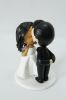 Picture of Full Beard Comb Over Hairstyle groom, Wavy Down hairstyle bride, Classic Kissing  Interracial Wedding Cake Topper