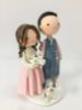 Picture of Korean Hanbok Wedding Cake Topper with Dog, Unique Wedding Gifts for Korean Couples, Pastel Theme 