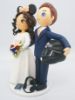 Picture of Motorcycle Racer Groom & Minnie Mouse Bride Wedding Cake Topper, Traveler and Gamer wedding cake topper