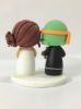 Picture of Mini Ninja Turtle Wedding Cake Topper, Mike Groom Clay Figurine 