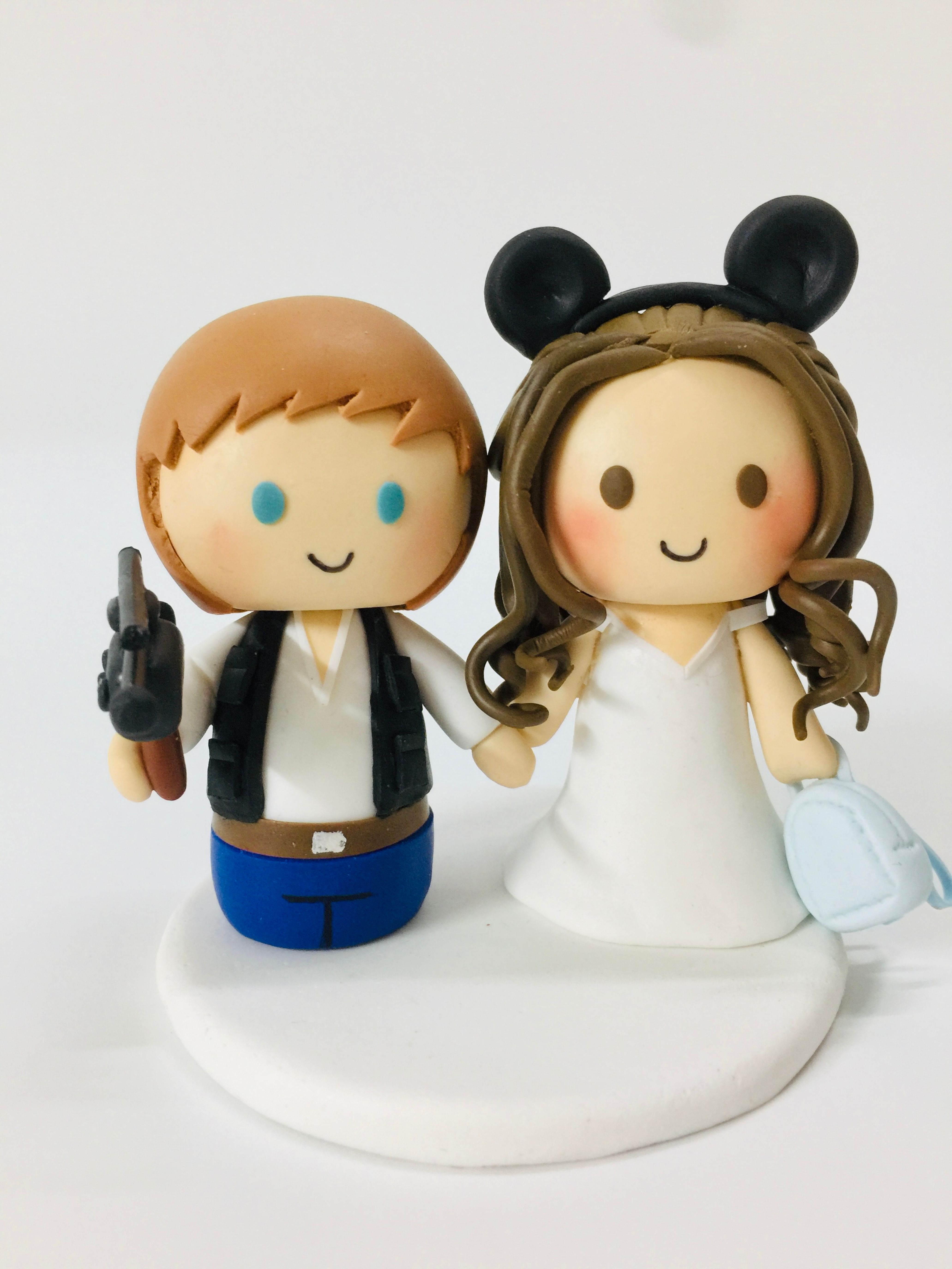 Picture of Han Solo Groom & Mickey Bride Wedding Cake Topper, Star Wars Inspired Wedding, Disney fan wedding