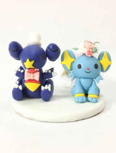 Picture of Shinx & Garchomp Pokemon Wedding Cake Topper, Wedding GIft Ideas for Geeks, Handmade Pokemon Cake Topper