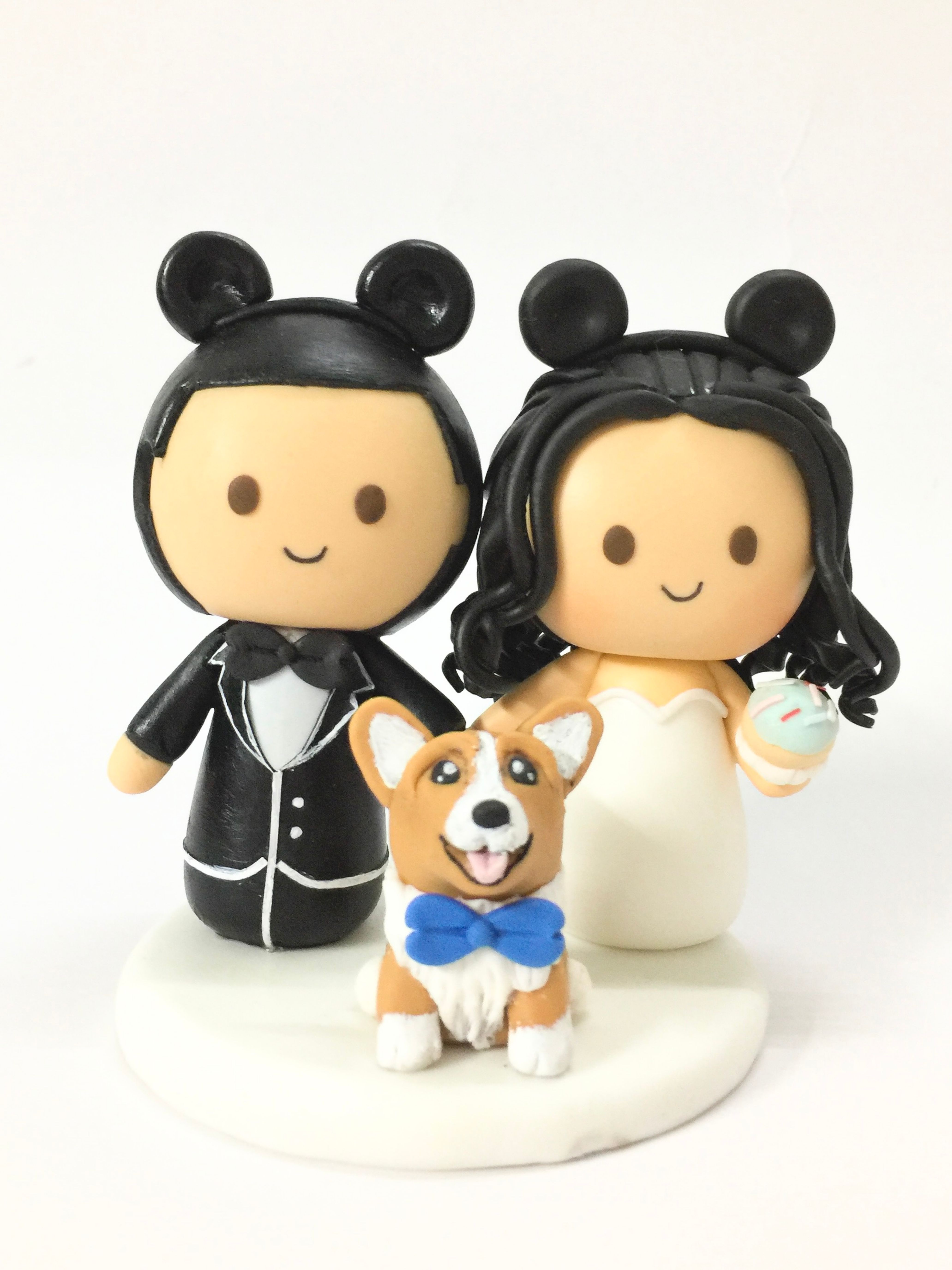 Picture of Mickey Bride & Groom Wedding Cake Topper with Dog, Disney Themed Wedding, Wedding Gifts for Dog Mama