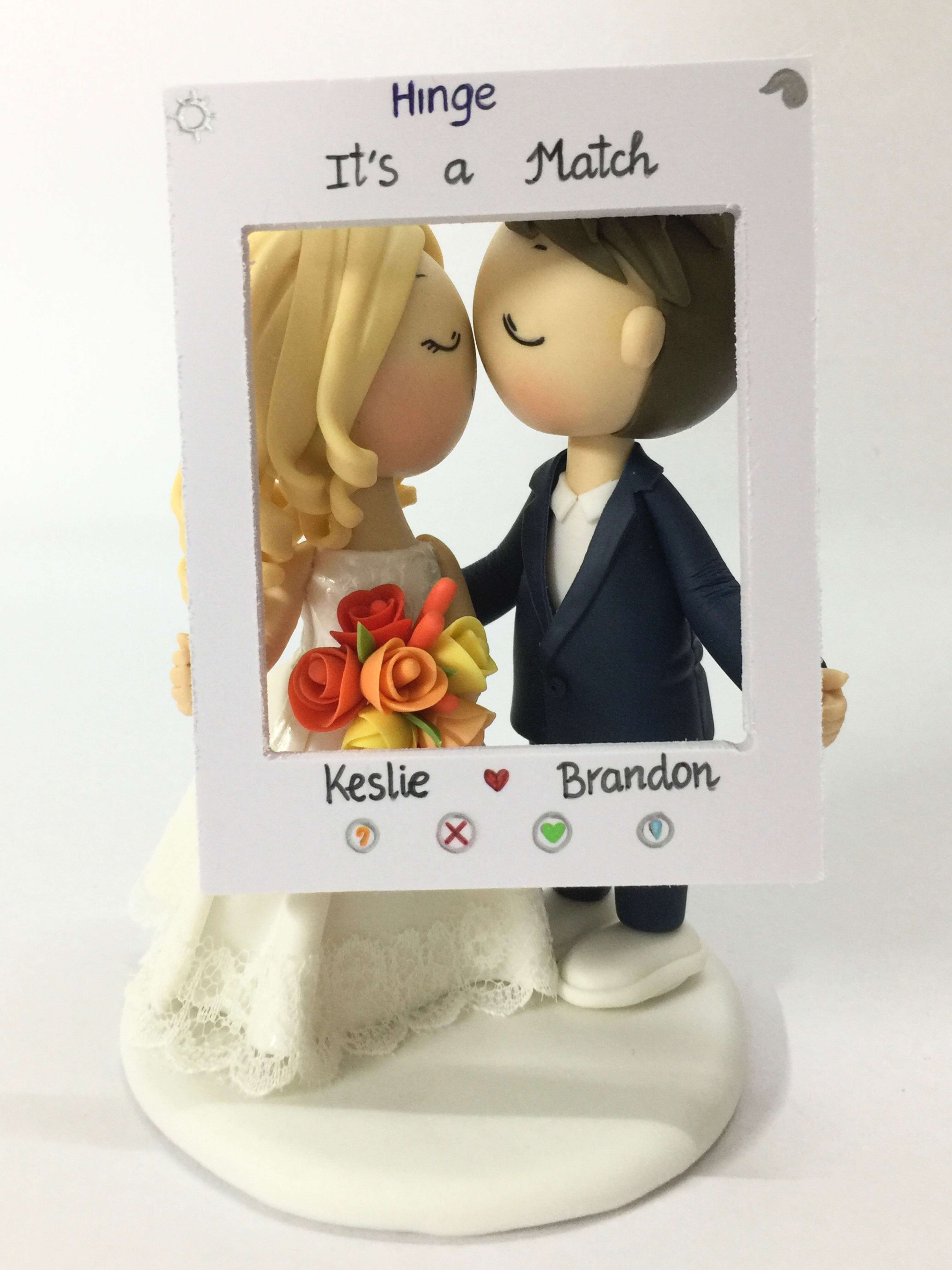 Picture of Hinge Wedding Cake Topper, Dating App Themed Wedding, It's a Match Wedding Cake Topper