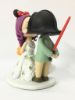 Picture of Stormtrooper Groom & Minnie Mouse Bride Wedding Cake Topper, Purple Hair Bride, Floral wedding dress 