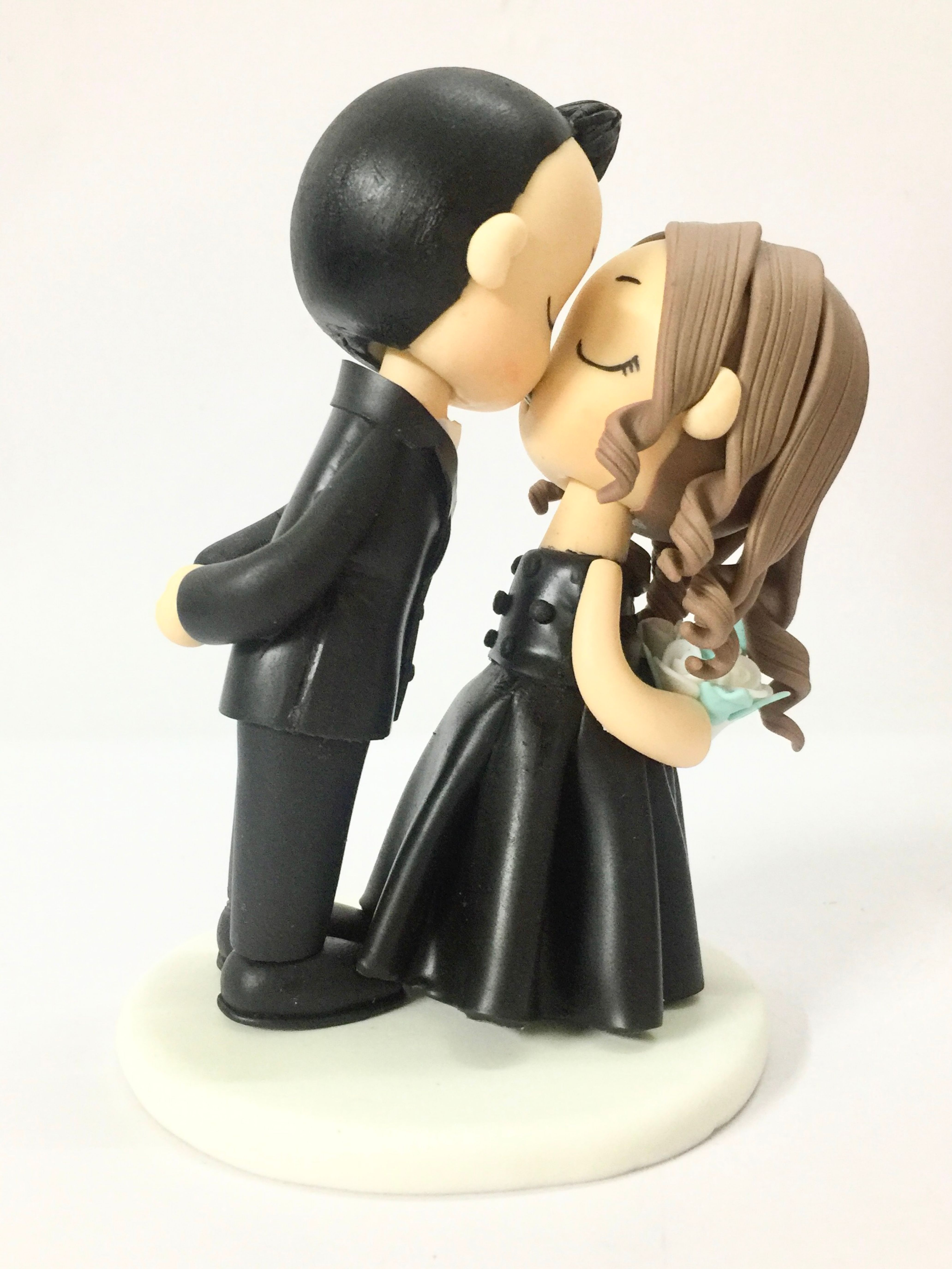 Picture of Kissing Gothic Couple Wedding Cake Topper, Goth Anniversary Gifts for Him & Her, Halloween Themed Wedding Cake Decor