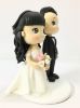 Picture of Beautiful wedding cake topper, Fringe Hairstyle Bride & Side Swept groom topper, Off Shoulder wedding gown