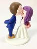 Picture of Purple Hair Bride & Buzzcut Groom Wedding Cake Topper, Mr. & Mrs. Engagement Topper, 1 Year Anniversary Gift for Couples