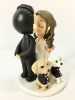 Picture of Kissing Mr. & Mrs. Wedding Cake Topper, Dog Lovers Wedding Theme, Sakura bouquet, Japanese theme