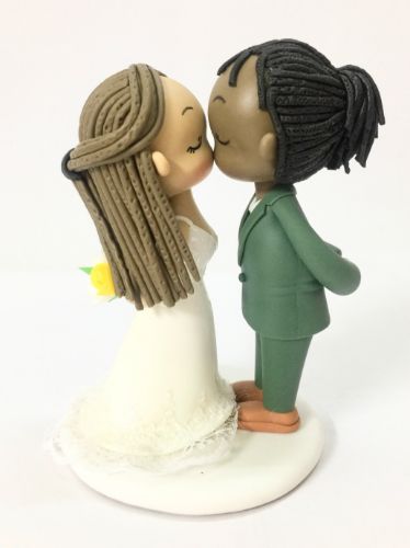 Picture of Dreadlocks wedding cake topper, Afro Bun Groom & Updo Bride Wedding Cake Topper