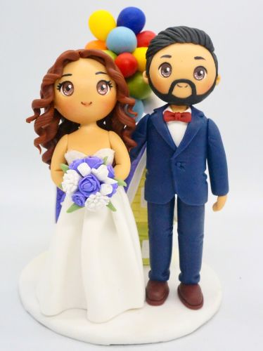 Picture of UP Movie Wedding Cake Topper, Disney Movie Inspired Wedding, Up House with Balloons Wedding Cake Topper