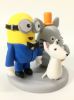 Picture of Minion & Totoro Wedding Cake Topper with a Dog, Gay Wedding cake Topper, Same sex wedding