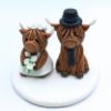 Picture of Highland Cattle Wedding Cake Topper, Long-Haired Buffalo Bride & Groom