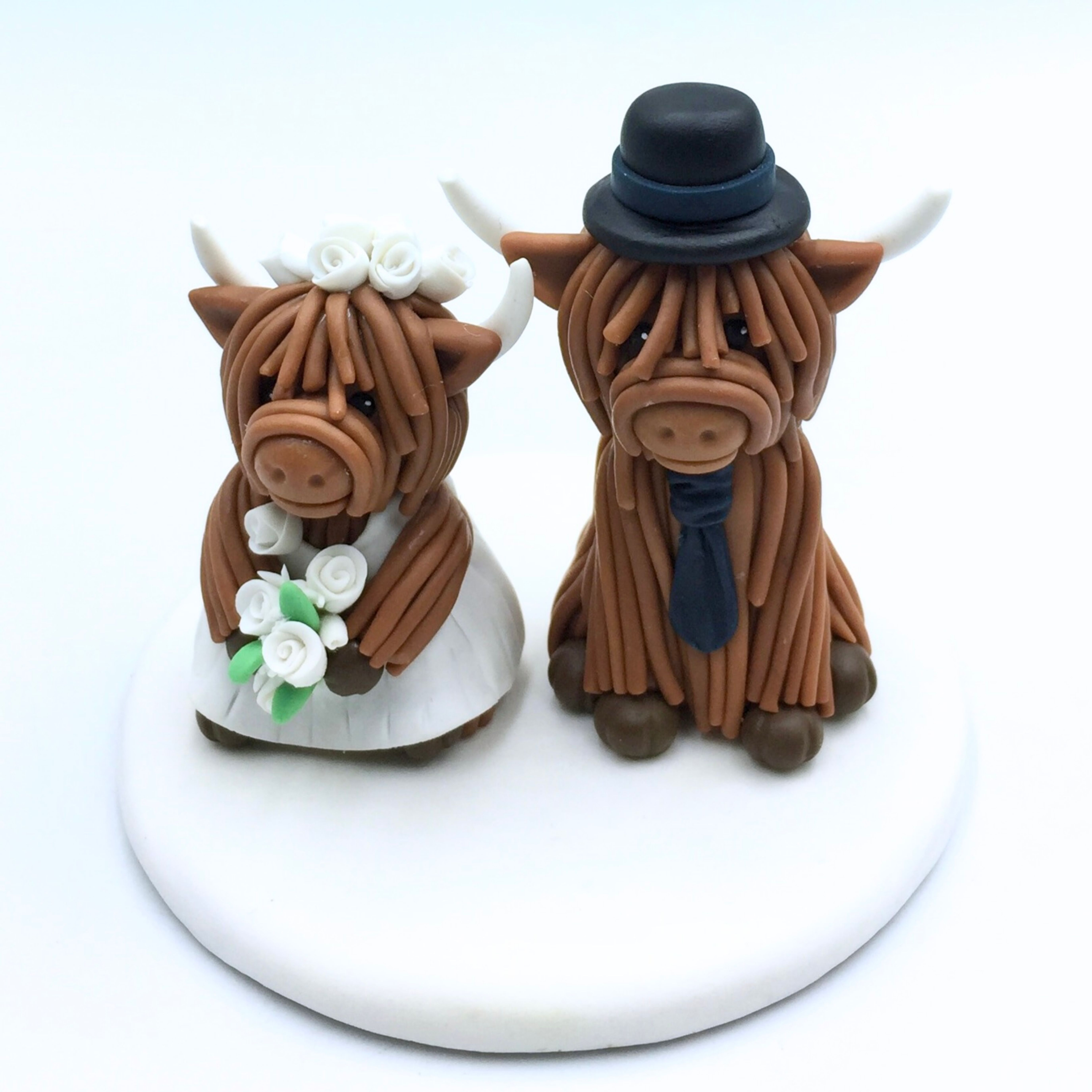 Picture of Highland Cattle Wedding Cake Topper, Long-Haired Buffalo Bride & Groom