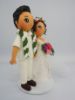 Picture of Hawaiian Themed Tropical Wedding Cake Topper,  Split Dress Bride, Beach Destination Wedding