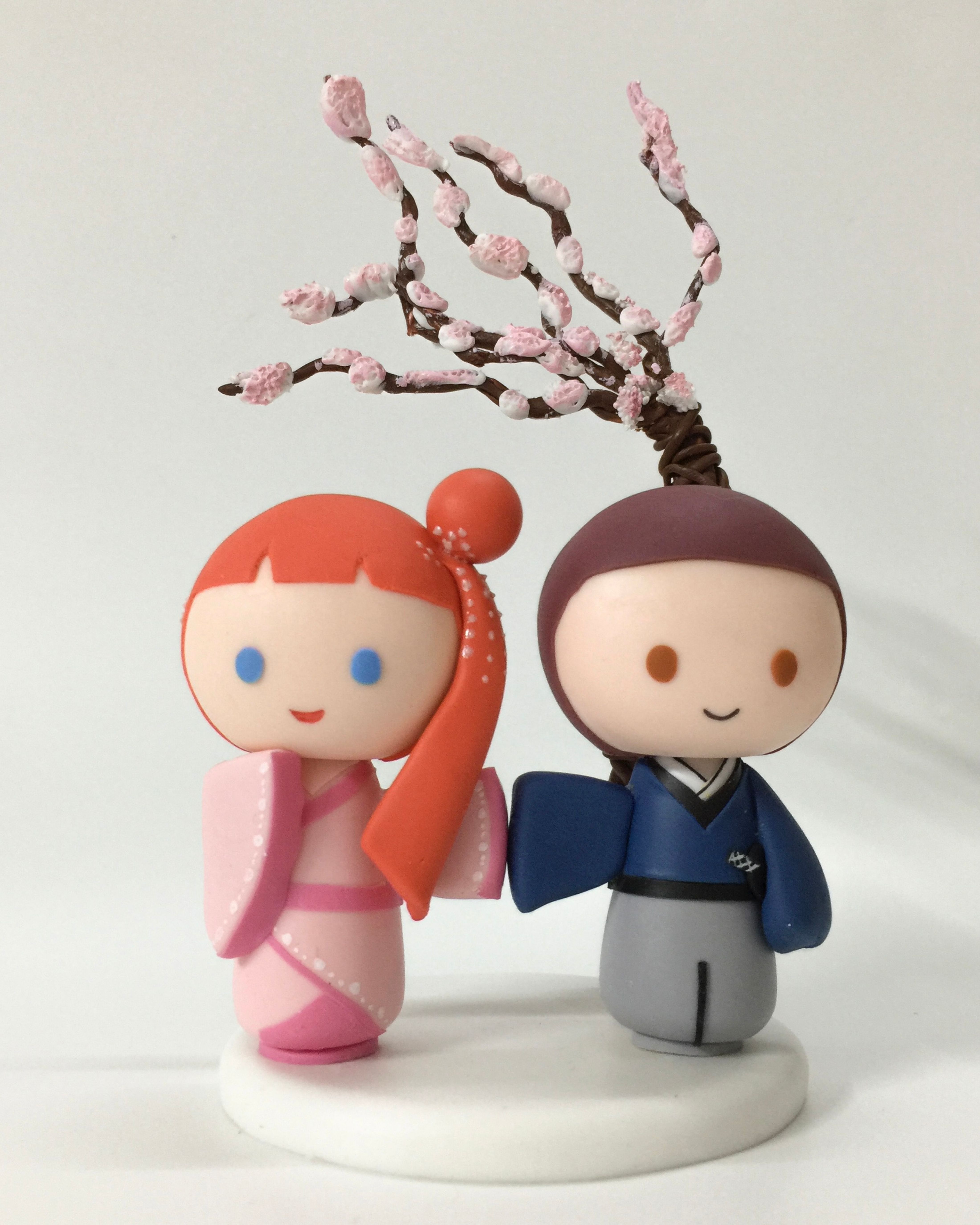 Picture of Cherry Blossom wedding cake topper, Japan Wedding Cake Topper, Kimono Wedding Cake Topper