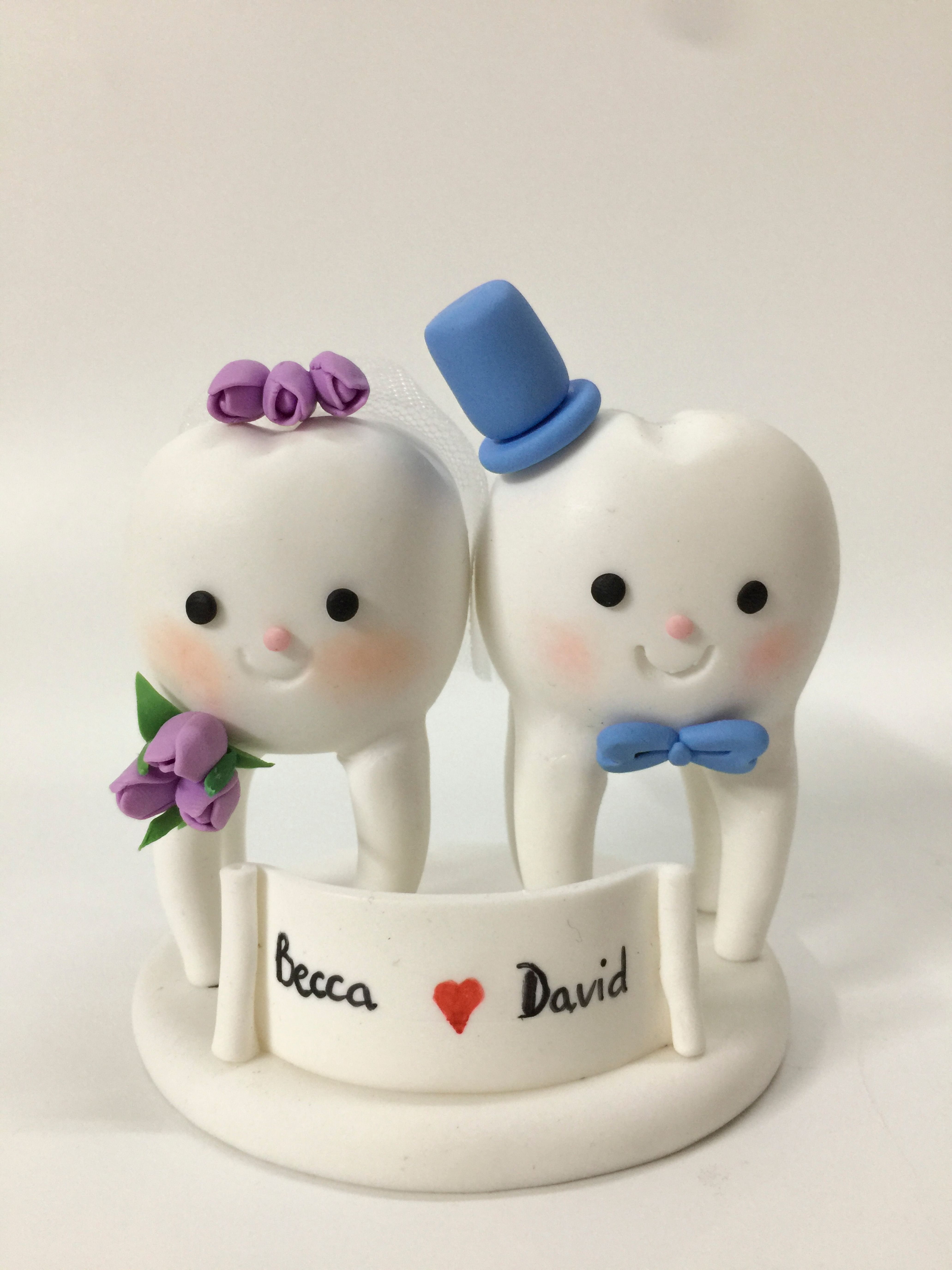 Picture of Dentist Wedding Cake Topper, Molar Teeth Wedding Cake Topper,  Dental Clinic Wedding theme