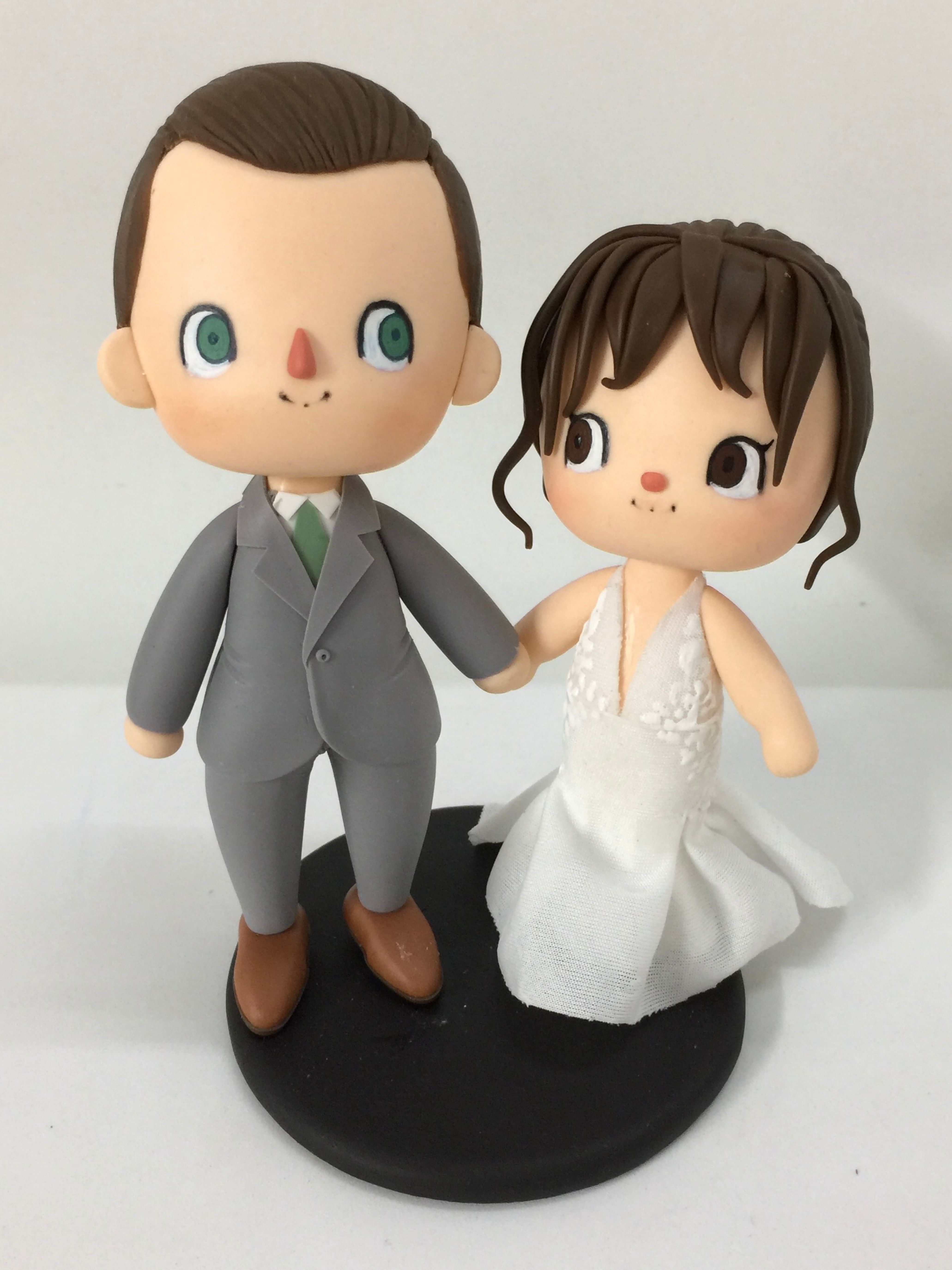 Picture of Animal Crossing Wedding Cake Topper, Bald Head Groom & Low Bun Bride Wedding Cake Topper