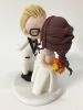 Picture of Braided Wedding Hair Bride & Slicked back hair Groom Wedding Cake Topper, Kissing Mr. & Mrs. Figurine