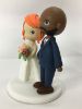 Picture of Orange Haired Bride & Bald Groom Wedding Cake Topper, Interracial Couple Wedding Cake Topper