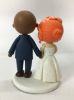 Picture of Orange Haired Bride & Bald Groom Wedding Cake Topper, Interracial Couple Wedding Cake Topper