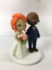 Picture of Orange Haired Bride & Bald Groom Wedding Cake Topper, Interracial Couple Wedding Cake Topper