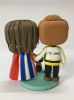 Picture of Hockey Player Groom & Wonder Woman Bride Funko Pop Wedding, Funko Pop Wedding Cake Topper with Cats