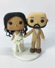 Picture of Funko Pop Bride & Groom Wedding Cake Topper, Bald Mustache & Beard Groom & Wavy Hair Bride Wedding Topper