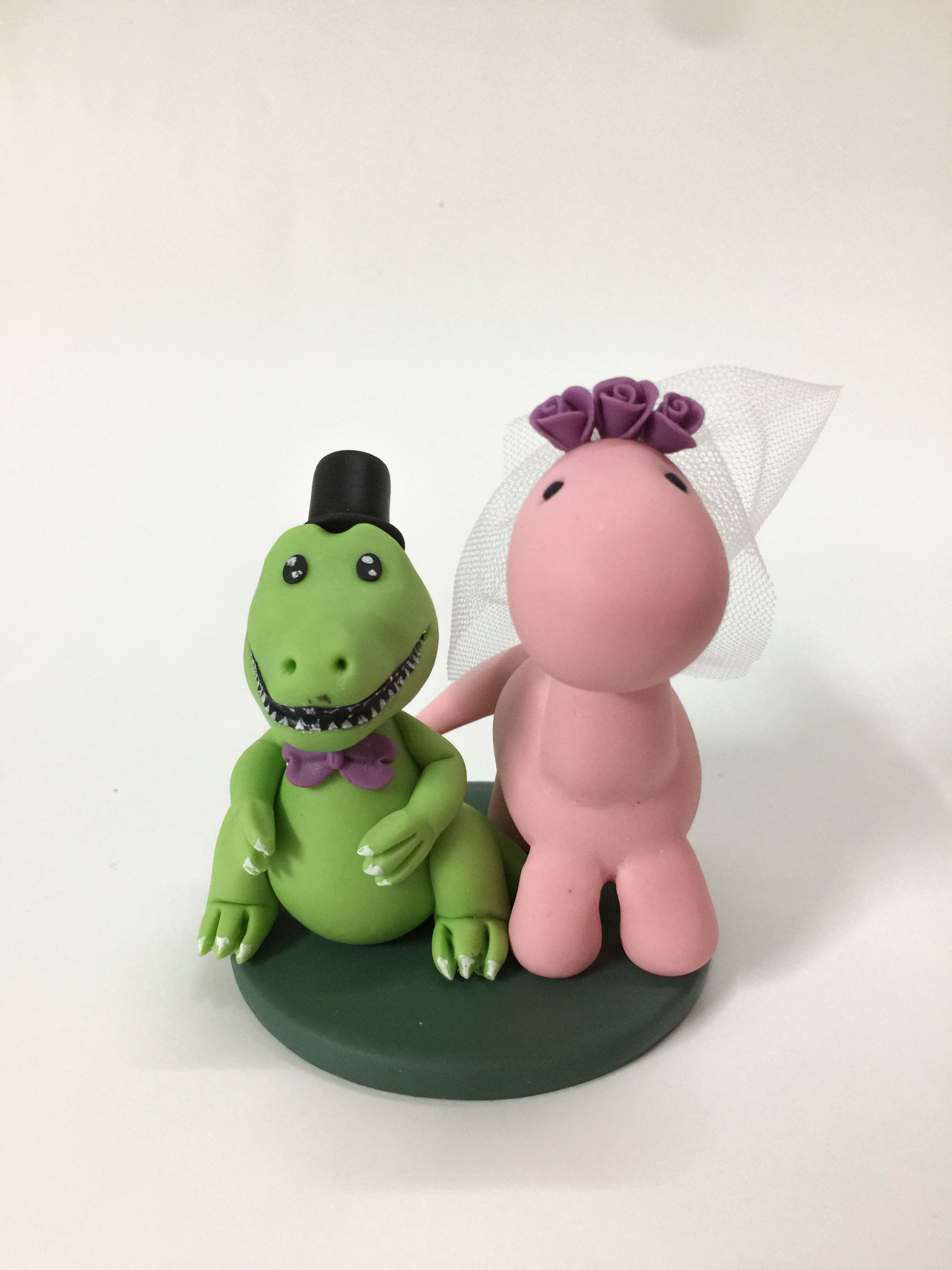 Picture of Dinosaur Bride & Groom Wedding Cake Topper, Animal Themed Wedding Cake Decor, Gifts for Dinosaur Lovers