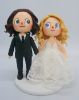 Picture of Handmade Animal Crossing Wedding Cake Topper, Long Hair Groom & Blonde Bride Figurine