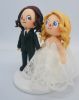 Picture of Handmade Animal Crossing Wedding Cake Topper, Long Hair Groom & Blonde Bride Figurine