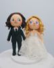 Picture of Handmade Animal Crossing Wedding Cake Topper, Long Hair Groom & Blonde Bride Figurine