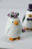 Picture of Purple Theme Penguin Wedding Cake Topper,  Penguin Engagement Cake Topper