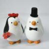 Picture of Interracial Penguin Wedding Cake Topper, Red Theme Wedding Cake Decoration