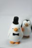 Picture of Mixed Race Miniature Penguin Wedding Cake Topper, Interracial Mr. & Mrs. Penguin Wedding Figurine