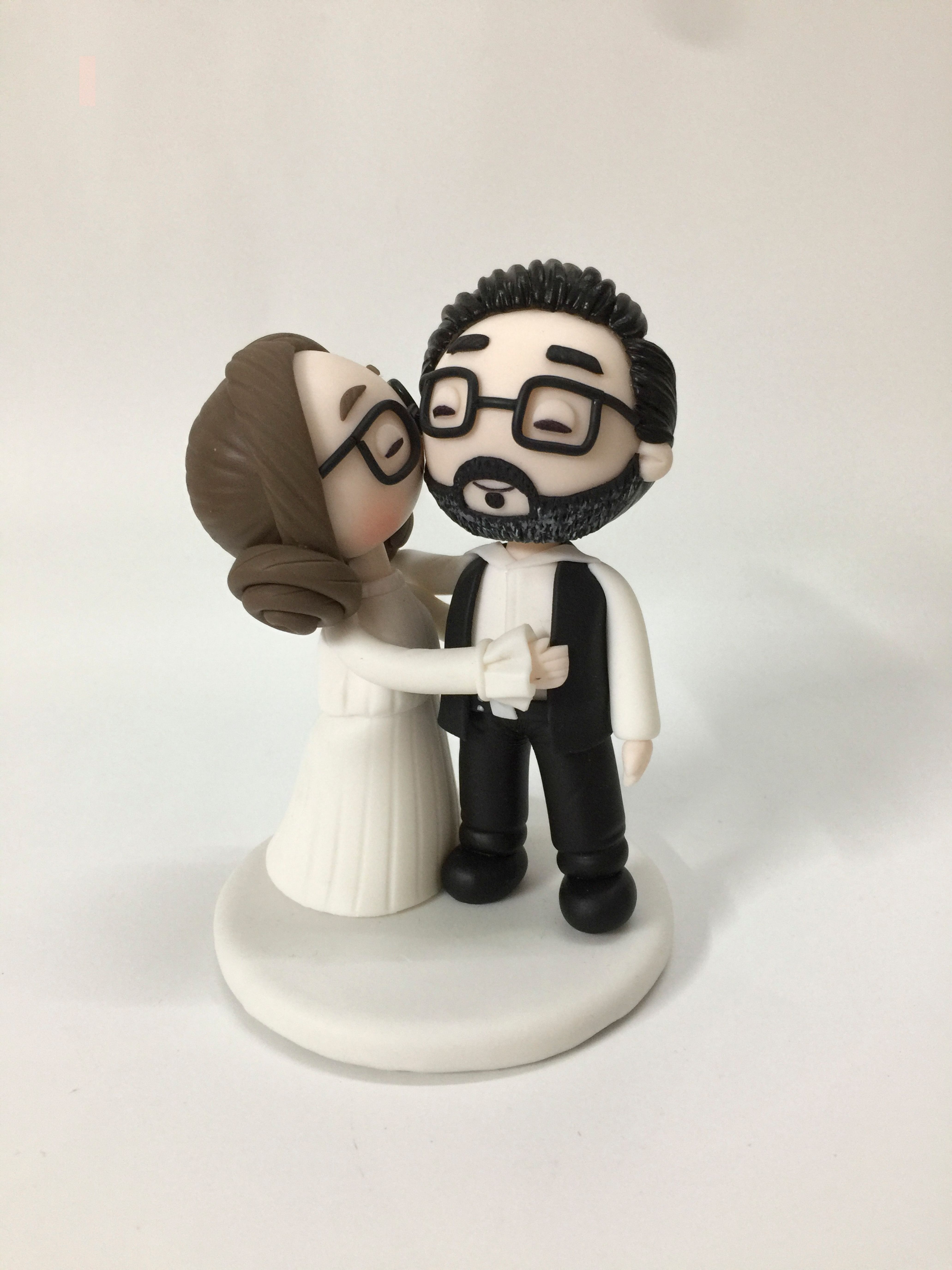 Picture of Han Solo & Princess Leia Wedding Cake Topper, Star Wars Inspired Wedding Cake Decor, salt pepper beard groom