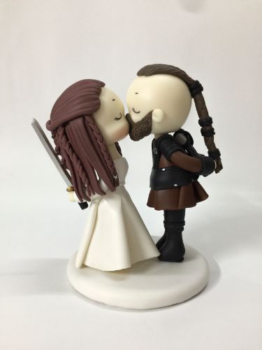 Picture of Viking Bride & Groom Wedding Cake Topper, Vikings-Inspired Wedding Theme, Nordic Wedding Decor